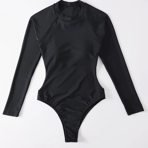 Swim SPRTY Summer Beach Plain High Neck One Piece Swimsuit - Picture 4 of 4